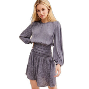 NWT Current Air Anthropologie Floral Smocked Waist Lavender Mini Dress Sz Small